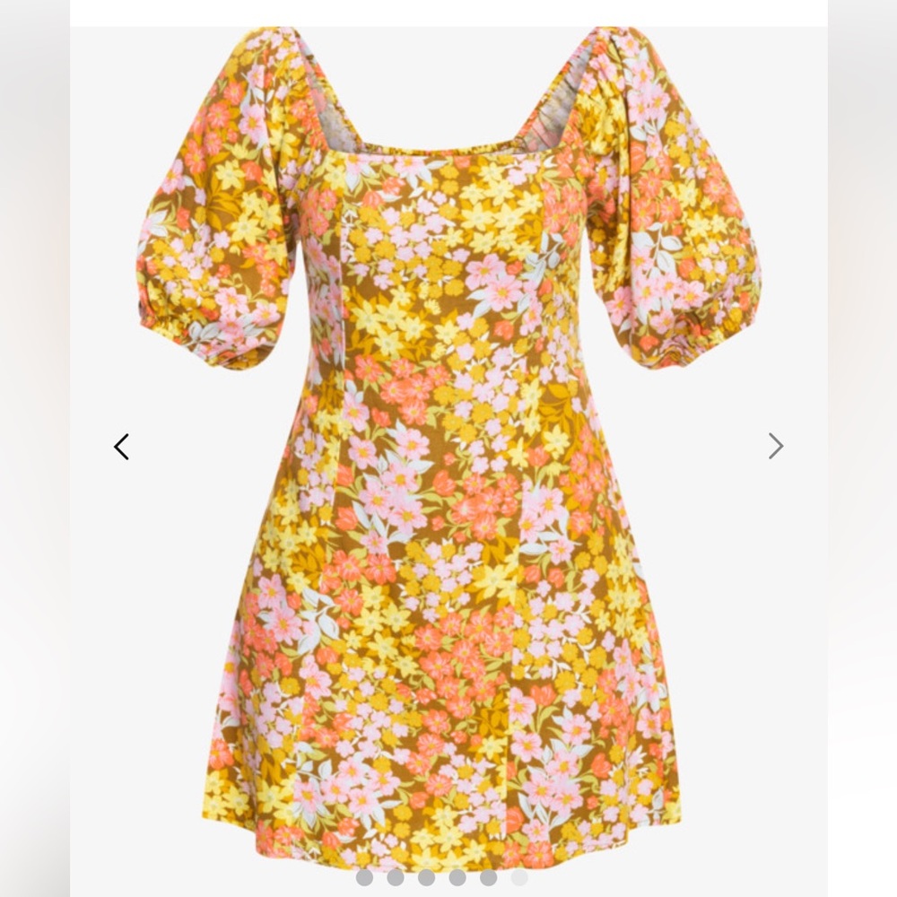 Billabong Floral Mini Dress with Puff Sleeves